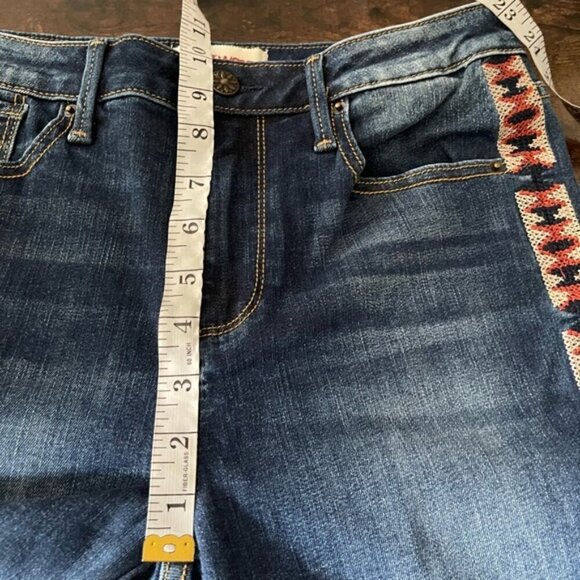 Driftwood Jackie High-Rise Embroidered Jeans size 27 Aztec bohemian stretch - Picture 11 of 12